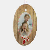 Gold Wood Candy Cane Love Photo Template Holiday Keramisch Ornament (Rechts)
