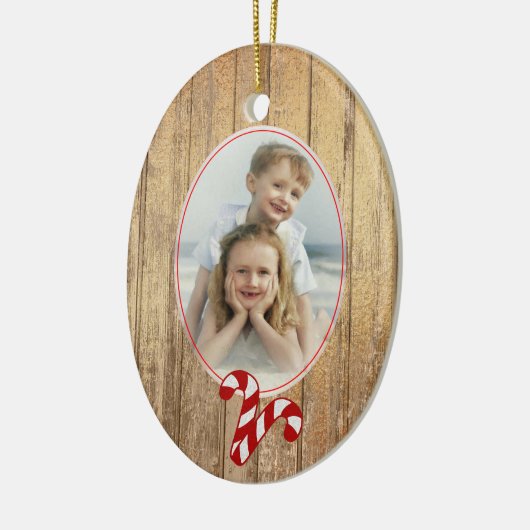 Gold Wood Candy Cane Love Photo Template Holiday Keramisch Ornament (Links)