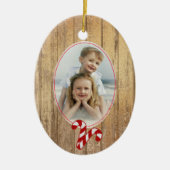 Gold Wood Candy Cane Love Photo Template Holiday Keramisch Ornament (Voorkant)