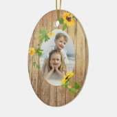 Gold Wood Sunflower Lijst Foto Sjabloon feestdag Keramisch Ornament (Links)