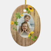 Gold Wood Sunflower Lijst Foto Sjabloon feestdag Keramisch Ornament (Voorkant)