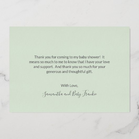 Gold Woodland Animals Baby shower Hartelijk dank Folie Uitnodiging (Achterkant)