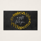 Gold Woodland Garland Chalkboard Gift Certificate Visitekaartje (Voorkant)