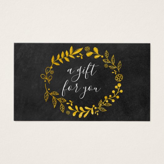 Gold Woodland Garland Chalkboard Gift Certificate Visitekaartje (Voorkant)