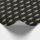 Gold Woodland Pine Tree Black Cadeaupapier (Hoek)