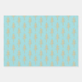 Gold Woodland Pine Tree Forest Blauwgroen Turquois Inpakpapier Vel (Voorkant 2)