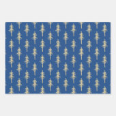 Gold Woodland Pine Tree Forest Blue Sky Blue Navy Inpakpapier Vel (Voorkant 2)