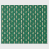 Gold Woodland Pine Tree Forest Green Cadeaupapier (Vlak)