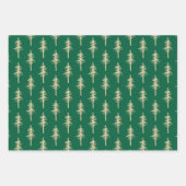 Gold Woodland Pine Tree Forest Green & White Inpakpapier Vel (Voorkant)