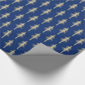 Gold Woodland Pine Tree Forest Holiday Blue Cadeaupapier (Hoek)