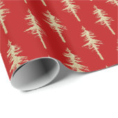 Gold Woodland Pine Tree Forest Holiday Red Cadeaupapier (Rol Hoek)