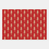 Gold Woodland Pine Tree Forest Holiday Red Inpakpapier Vel (Voorkant 3)
