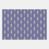 Gold Woodland Pine Tree Forest Mulberry Paars Inpakpapier Vel (Voorkant)