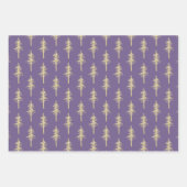 Gold Woodland Pine Tree Forest Mulberry Paars Inpakpapier Vel (Voorkant 3)