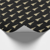 Gold Woodland Spruce Trees Black Cadeaupapier (Hoek)