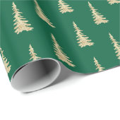 Gold Woodland Spruce Trees Forest Green Cadeaupapier (Rol Hoek)