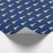 Gold Woodland Spruce Trees Forest Navy Blue Cadeaupapier (Hoek)