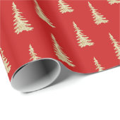 Gold Woodland Spruce Trees Holiday Red Cadeaupapier (Rol Hoek)