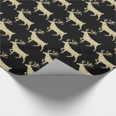 Gold Woodland Stag Reindeer op Black Cadeaupapier (Hoek)