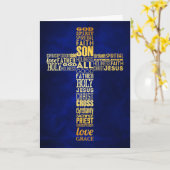 Gold Word Cross Christelijk Pasen Kaart (Gele Bloem)