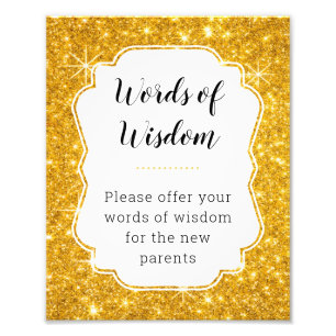 Gold Words Wisdom Advice Baby shower Sign Foto Afdruk
