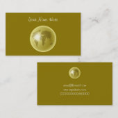 Gold World Wereldbol, Jouw naam hier Visitekaartje (Voorkant / Achterkant)