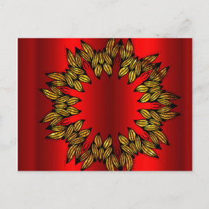 Gold Wreate op Rode Kerstmis Briefkaart
