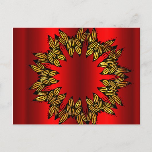 Gold Wreate op Rode Kerstmis Briefkaart (Voorkant)