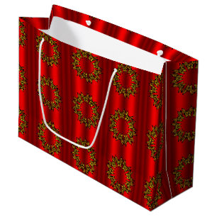 Gold Wreate op Rode Kerstmis Groot Cadeauzakje