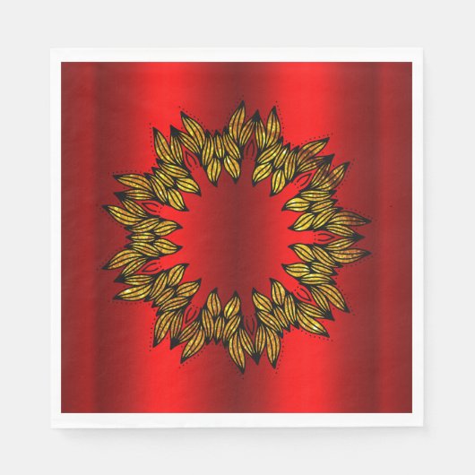 Gold Wreate op Rode Kerstmis Servet (Voorkant)