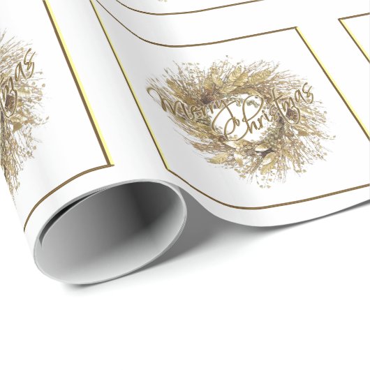 Gold Wreated Merry-kerstinpakpapier Cadeaupapier (Rol Hoek)