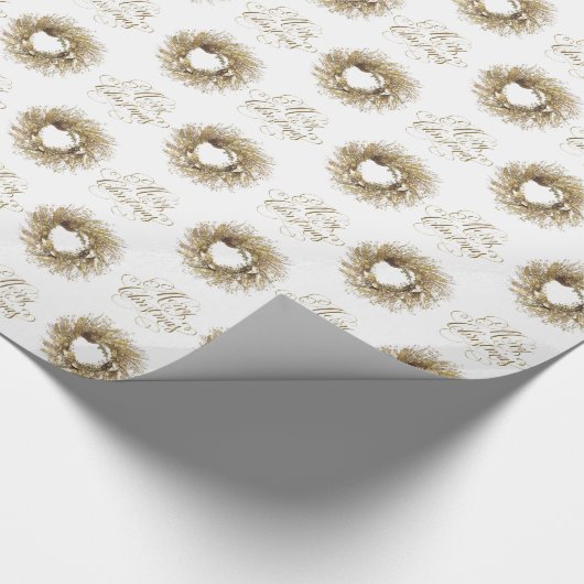 Gold Wreated Merry-kerstinpakpapier Cadeaupapier (Hoek)