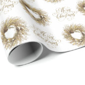 Gold Wreated Merry-kerstinpakpapier Cadeaupapier (Rol Hoek)