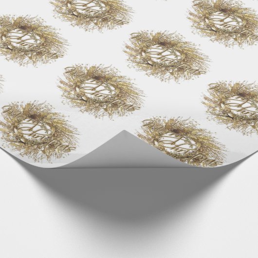 Gold Wreated Merry-kerstinpakpapier Cadeaupapier (Hoek)