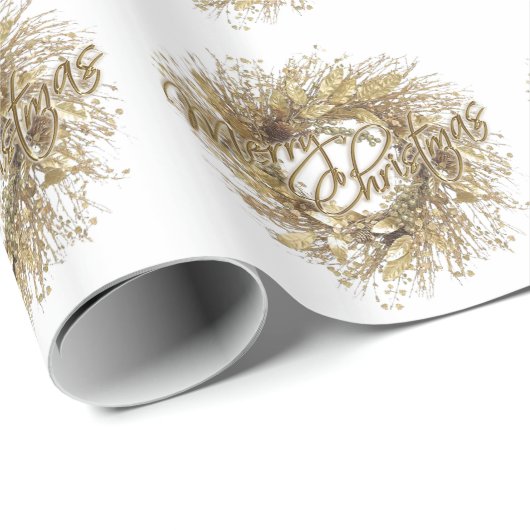 Gold Wreated Merry-kerstinpakpapier Cadeaupapier (Rol Hoek)