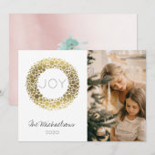 Gold Wreath Blush Waterverf Fotovakantie Feestdagenkaart (Voorkant / Achterkant)