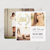 Gold Wreath Class of Graduation Graduate Photo Aankondiging (Voorkant / Achterkant)