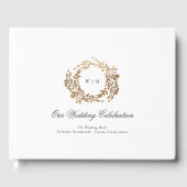 Gold Wreath Classic Monogram Huwelijk Gastenboek (Voorkant)