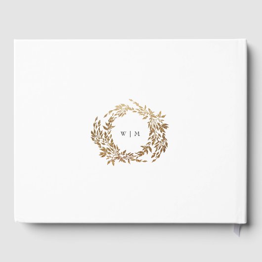 Gold Wreath Classic Monogram Huwelijk Gastenboek (Achterkant)