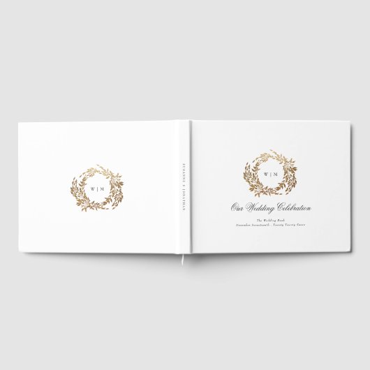 Gold Wreath Classic Monogram Huwelijk Gastenboek (Volledig)