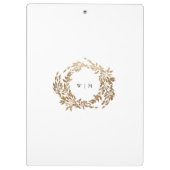 Gold Wreath Classic Monogram Huwelijk Klembord (Achterkant)