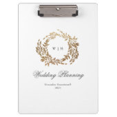 Gold Wreath Classic Monogram Huwelijk Klembord (Voorkant)