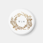 Gold Wreath Classic Monogram Huwelijk Magneet (Voorkant)
