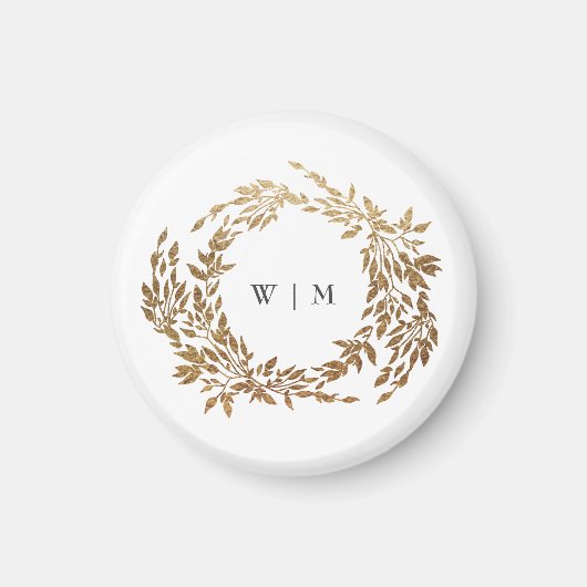 Gold Wreath Classic Monogram Huwelijk Magneet (Voorkant)