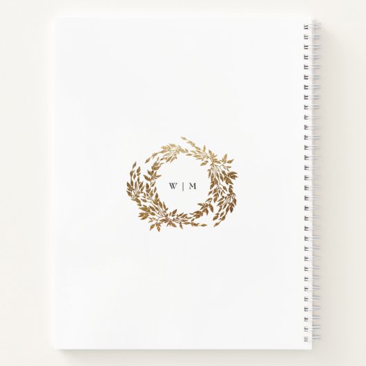 Gold Wreath Classic Monogram Huwelijk Notitieboek (Achterkant)