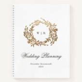 Gold Wreath Classic Monogram Huwelijk Notitieboek (Voorkant)