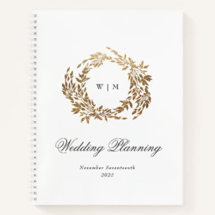Gold Wreath Classic Monogram Huwelijk Notitieboek
