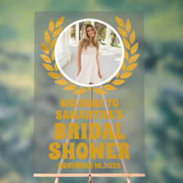 Gold Wreath Foto Vrijgezellenfeest Welkom Frosted Acryl Bord