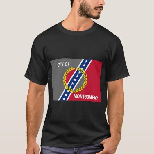 Gold Wreath Grey and Red Montgomery Alabama Flag C T-shirt (Voorkant)