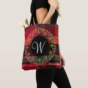Gold Wreath Madras Pset Monogram Decoratief Tote Bag